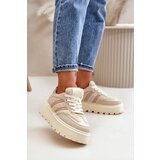 Boto Warm Women's Platform Sneakers with Fur Beige Daivlene | Shoptok.si