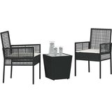 Bistro set za vrt 3 kom. Crna poliratan | shoptok.hr