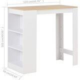  Barski stol s policom bijeli 110 x 50 x 103 cm | shoptok.hr