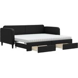  Dnevni krevet na razvlačenje s ladicama crni 90x200 cm tkanina | shoptok.hr