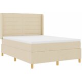  Krevet s opruga kutije s LED trakama Krema 140 x 200 cm tkanina | shoptok.hr