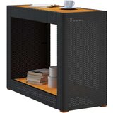 vidaXL Vrtna miza z leseno mizno ploščo črna 100x40x75 cm poli ratan | Shoptok.si