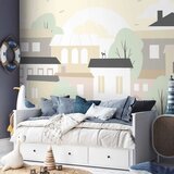  Foto tapeta - Yellow town - city suburb with trees and cats for children 250x175 Vodootporna | shoptok.hr
