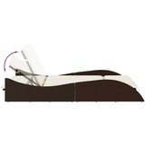 vidaXL Ležalnik z blazino rjav 114x205x73 cm poli ratan | Shoptok.si