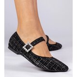 Gemre Black women's ballet flats with buckle and crystals Piona | shoptok.hr