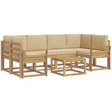 vidaXL Zunanja garnitura za sedenje z blazino 7 pcs Bela in bež, (5000280489) | Shoptok.si
