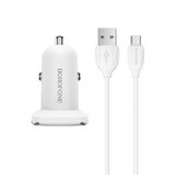 Borofone avtopolnilec 18W BZ12A USB-A QC 3.0 s kablom Type C 1m - bel | Shoptok.si