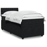 vidaXL Box spring postelja z vzmetnico črn 90x190 cm žamet | Shoptok.si
