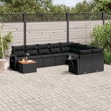 vidaXL 10-dijelni set vrtnih sofa s jastucima crni od poliratana | shoptok.hr