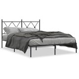 Metalni okvir za krevet s uzglavljem crni 135x190 cm | shoptok.hr