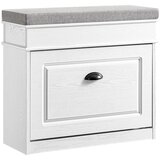 SoBuy lesena klop za čevlje s sedežem za shranjevanje v beli barvi staranega lesa 61x24x51cm, (5000009238) | Shoptok.si