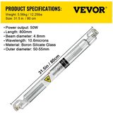 SupplySwap CO2 laserska cev, močan izhod, različne dolžinske možnosti, 50W 800mm, (5000266670) | Shoptok.si