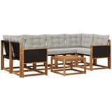 vidaXL Zunanja garnitura za sedenje 7 pcs Naravna in svetlo siva, (5000280644) | Shoptok.si