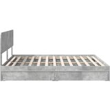  Postelja s shranjevanjem z vzglavjem Betonsko siva 180 x 200 cm, (5000106077) | Shoptok.si