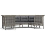 The Living Store Vrtna sedežna garnitura 6-delna z blazinami siv poli ratan - Vrtna Sedežna Garnitura, (21422284) | Shoptok.si