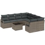 vidaXL set vrtnih sofa od 9 komada s jastučićima siva poli ratan, 2-sjedalna vrtna sofa s skladištem i jastučićima siva poli ratan Cijene