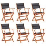  Sklopive vrtne stolice crne 6 kom drvo eukaliptusa i tekstilen | shoptok.hr