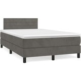 vidaXL Box spring postelja z vzmetnico temno siv 120x190 cm žamet | Shoptok.si