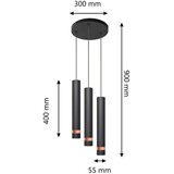  LED luster na sajli TUBA 3xGU10/4,8W/230V crna/bakarna | Eponuda.com