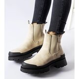 Big Star Beige and black eco-suede ankle boots Cene