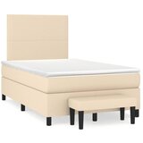 vidaXL Box spring postelja z vzmetnico krem 120x190 cm blago | Shoptok.si