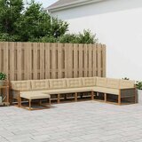  Set vanjskih sofa 8 kom. Prirodna i bež Čvrsto drvo akacije | shoptok.hr