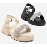 Resti Black women's sandals with cubic zirconias Pokio- Footwear | ePonuda.com