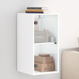 Maison Chic Stenska omarica - Zidna omarica s steklenimi vrati bela 35x37x68,5 cm iu917, (22063020) | Shoptok.si