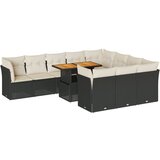 Maison Chic Seti vrtnega pohištva - Vrtna garnitura - Vrtni pohištvo set 11-delna z blazinami črn poli ratan, (21815011) | Shoptok.si