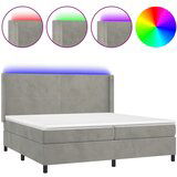 Maison Chic Box spring postelja - Vzmetna postelja z vzmetnico LED svetlo siva 200x200cm žamet SL3274, (21905015) | Shoptok.si