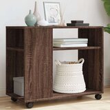 vidaXL Stranska mizica s kolesi rjav hrast 70x35x60 cm inženirski les | Shoptok.si