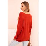 Kesi Włoski Women's viscose blouse with long sleeves and gold floral print red | shoptok.hr