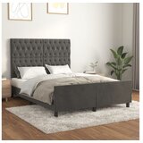  Posteljni okvir z vzglavjem temno siv 140x200 cm žamet | Shoptok.si