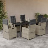  7-dijelni vrtni blagovaonski set od poliratana s jastucima sivi Siva Dužina stola 160 cm | shoptok.hr