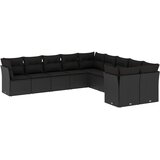  10-dijelni set vrtnih sofa s jastucima crni od poliratana | shoptok.hr