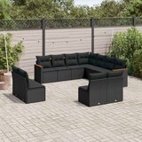  11-dijelni set vrtnih sofa od poliratana s jastucima crni Cijene