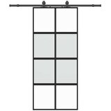  Klizna vrata s priborom crna 90 x 205 cm kaljeno staklo | shoptok.hr
