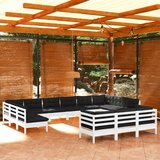  Vrtna sedežna garnitura 13-delna z blazinami bela borovina, (20954866) | Shoptok.si