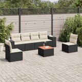  7-dijelni set vrtnih sofa od poliratana s jastucima crni Slike