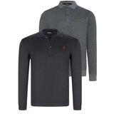 Dewberry DOUBLE SET V4007 MEN'S SWEATSHIRT-NAVY - ANTHRACITE Cene