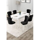 Hanah home trpezarijski set Due, sto na razvlačenje i 6 stolica, bela ploča, crna tkanina Babyface | Eponuda.com