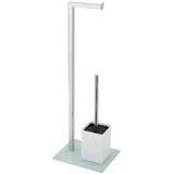 DRŽAČ TOLETNOG PAPIRA I WC ČETKE 70,5 cm, KROMIRANI ČELIK /PVC/KALJANO STAKLO, BIJELI