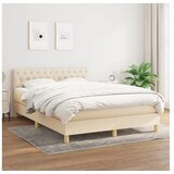 Box spring postelja z vzmetnico krem 140x200 cm blago | Shoptok.si