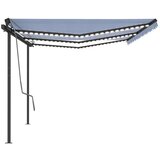  Tenda na ručno uvlačenje s LED svjetlima 6 x 3 5 m plavo-bijela | shoptok.hr