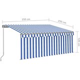 Tenda na ručno uvlačenje s roletom 3,5 x 2,5 m plavo-bijela | shoptok.hr