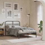 Maison Chic Kovinski Posteljni okvir - Dvoposteljna postelja - Zakonska postelja z vzglavjem črn 120x200 cm, (21693282) | Shoptok.si