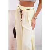 Kesi Włoski Women's viscose trousers with leg slit yellow | Shoptok.si