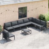 vidaXL Vrtna sedežna garnitura 9 pcs Antracitna Jeklo | Shoptok.si