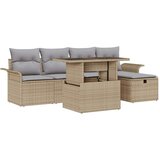  6-dijelni vrtni sofa set s jastučićima bež poli ratan 2-sjedalni vrtni sofa sa skladištem i jastučićima bež poli ratan | shoptok.hr