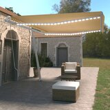 vidaXL Ročno zložljiva tenda z LED lučkami 450x350 cm rumena in bela Cene